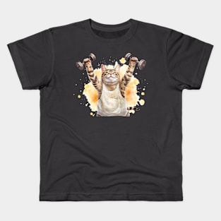 funny aerobic step cat in the gym Kids T-Shirt